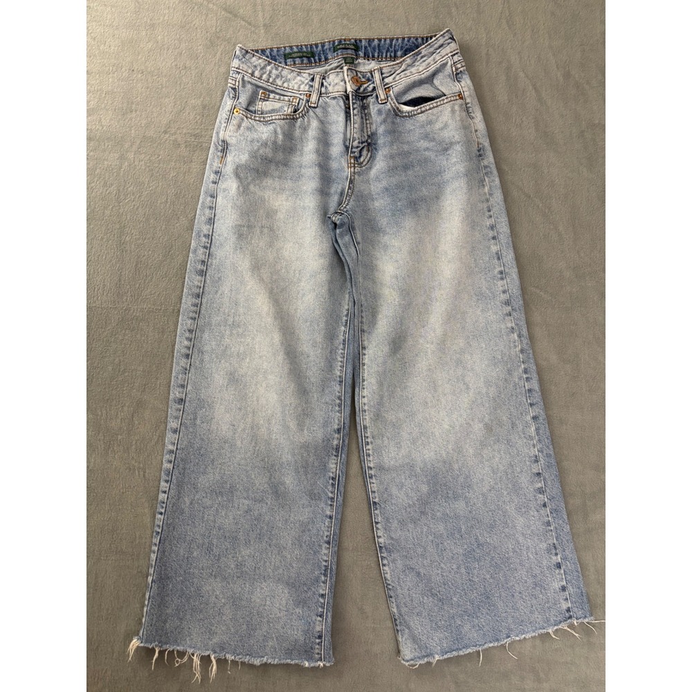 Wild Fable Womens Light Wash High Rise Wide Leg Raw Hem Jeans Size 4R Blue